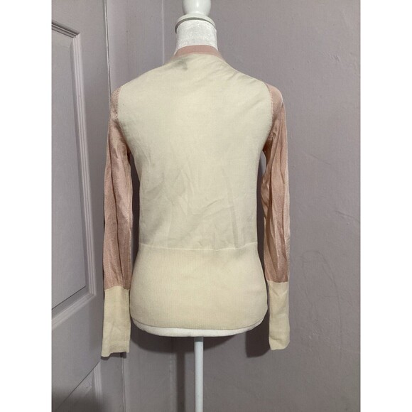 Rag & Bone Marissa Mixed Media Crew Neck Pullover Sweater Light Pink Merino Wool - Picture 6 of 8